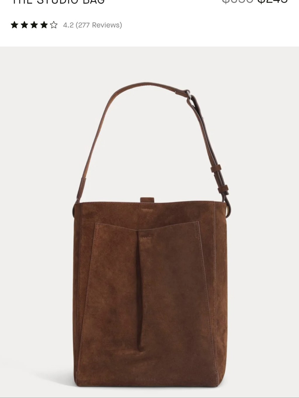 Everlane Studio Tote Bag - Brown Suede